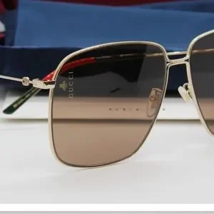 Gucci GG 0394S 002 Women Sunglasses Gold Metal Square Frame Brown Lens 61mm Gucci | Accessories | Gucci Gg 394s 002 Women Sunglasses  main image 2